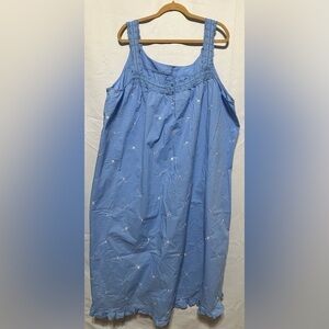 DREAMS & CO Blue Floral Embroidered Sleeveless Frilly Maxi Dress Size 3X